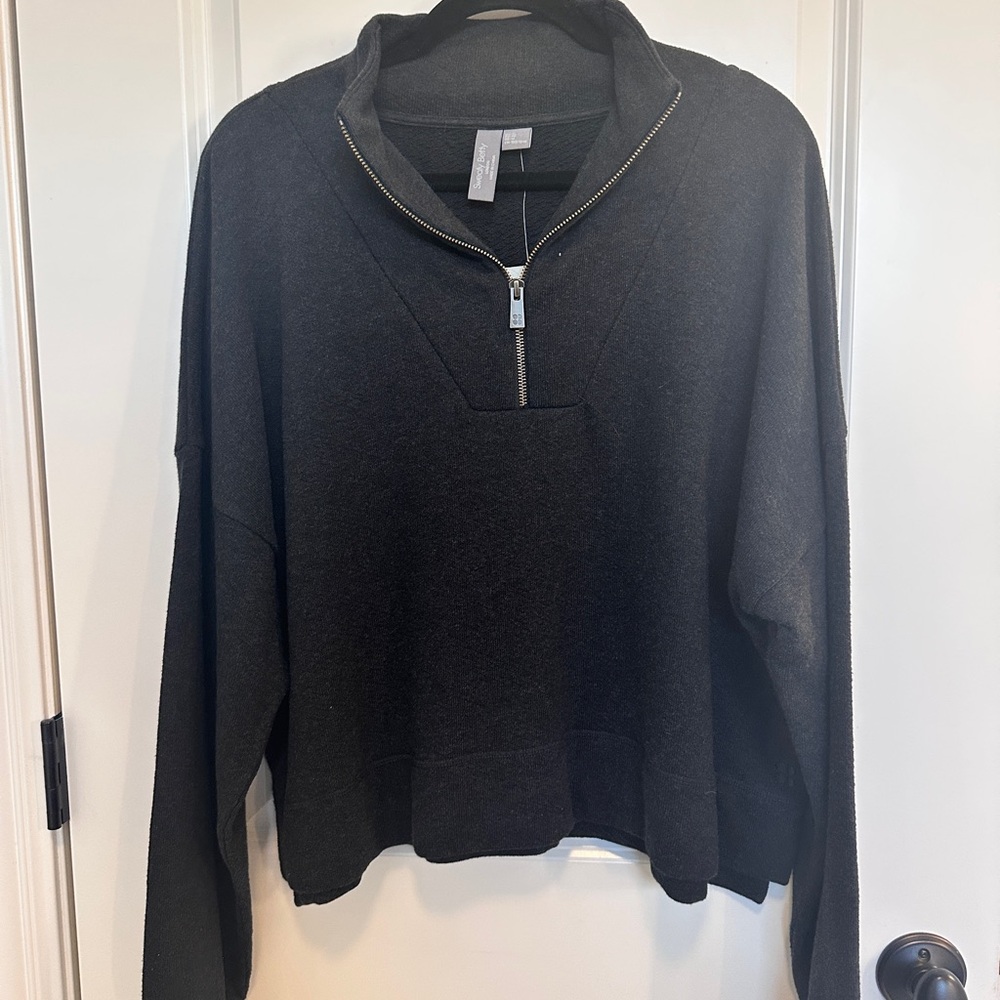 Sweaty Betty Charcoal Zip-Up Top Sz XL